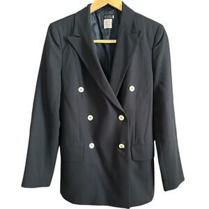 KORS Michael Kors | 90s Vintage Black  Wool Double Breasted Blazer | Size 8